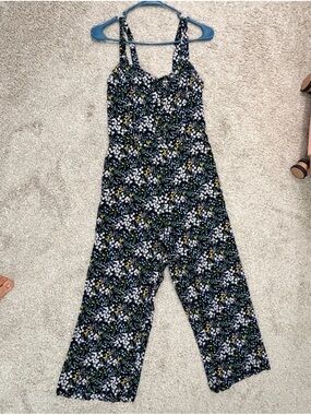 LOFT Black Floral Print Kids Leggings with White and Yellow Blossoms